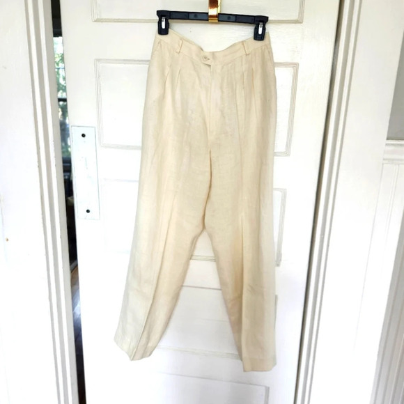 Elliott Lauren neutral career creme linen pants women sz 10 - Picture 1 of 7